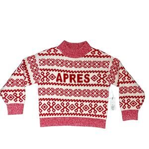 A New Day "APRES" Cashmere-like Candy-cane Red White Mockneck Heavy Jumper Sz M